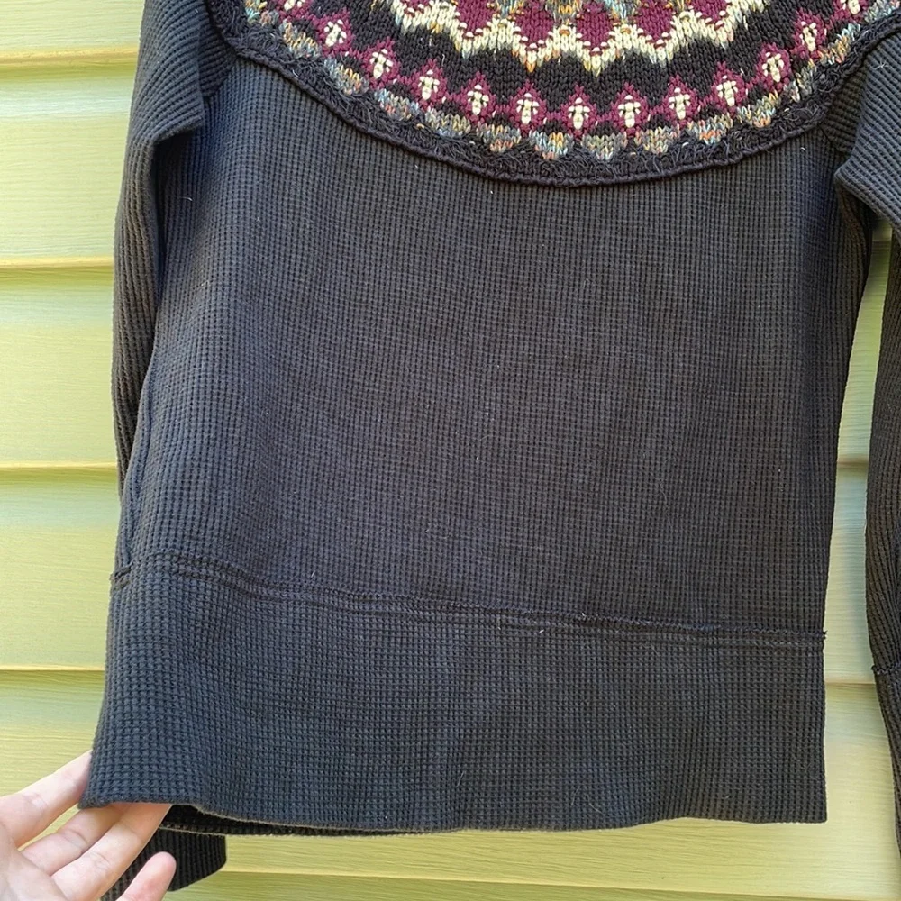 Free People Multicolor Knit Thermal Sweater